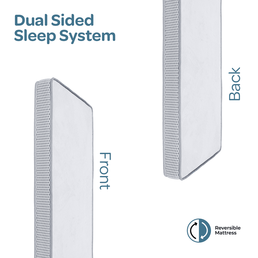 مون - فرشة سرير الأطفال فوم - أبيض - 70 × 133 × 10 سم