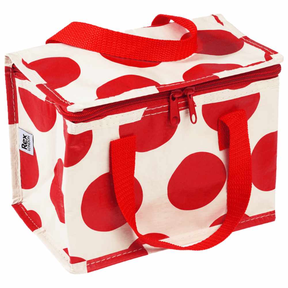 ريكس لندن - شنطة غداء معزولة - أحمر على أبيض منقط