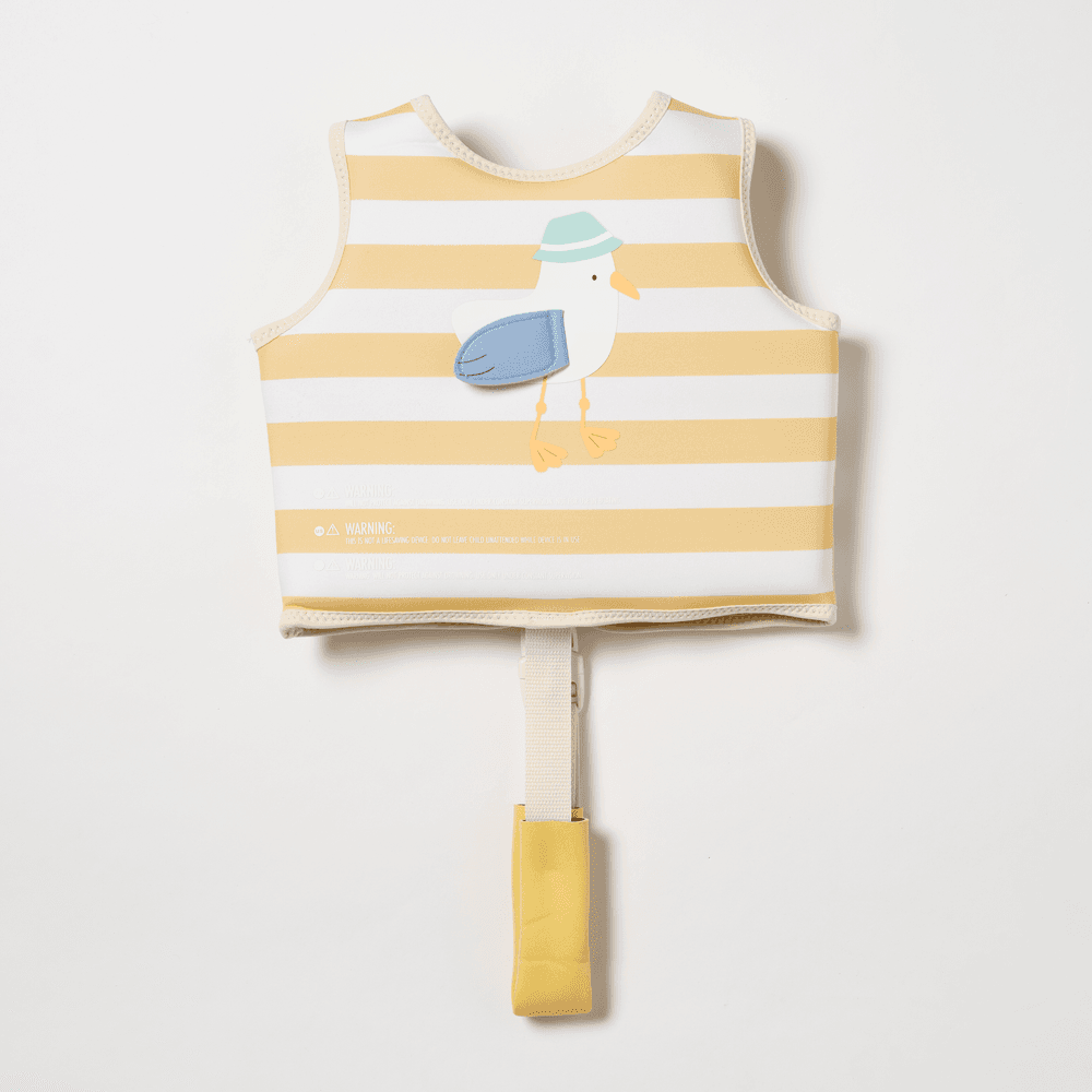 SunnyLife - Kids Swim Vest - Sid The Seagull Mustard Stripe_ 1-2Y