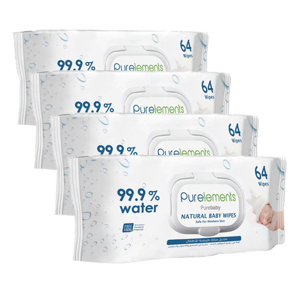 Purelements - 99.9% Waterwipes For Sensitive Skin - Pack Of 4