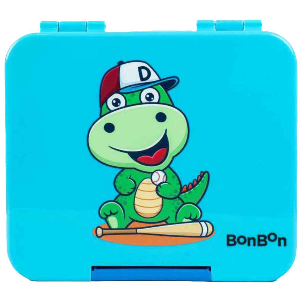 بون بون - صندوق غداء صغير مانع للتسرب 4 أقسام - لعبة دينو