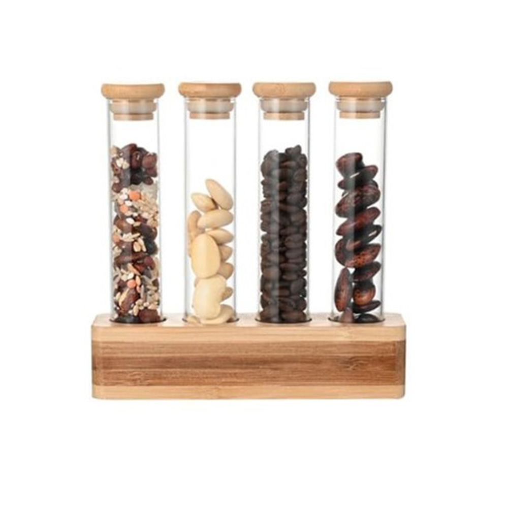 ون تشيس - أنابيب تخزين زجاجية مع غطاء وقاعدة - 100 مل - 4 قطع