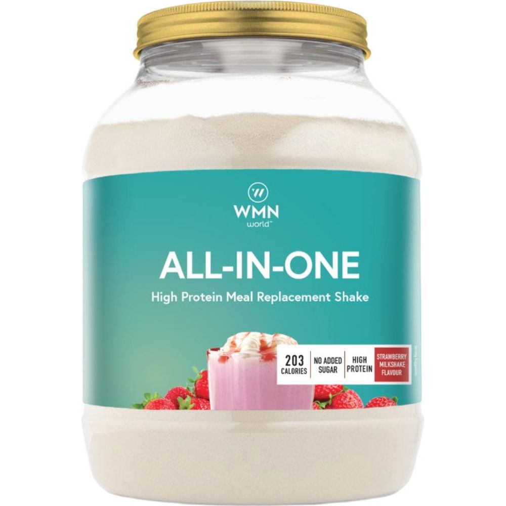 WMN World - All-In-One Meal Replacement Supplement With Vitamins & Prebiotics - Strawberry Milkshake Flavour 1Kg