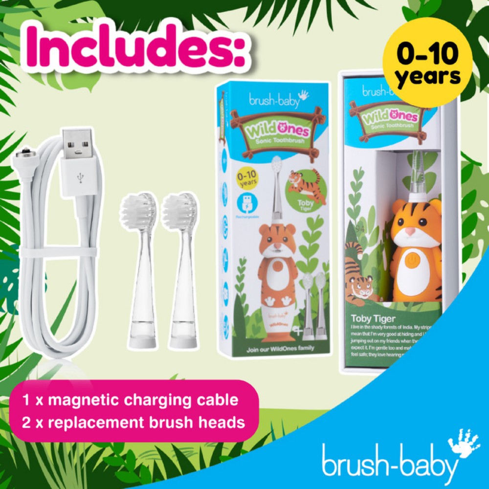 Brush Baby - Wildones Kids Electric Rechargeable Toothbrush - Tiger