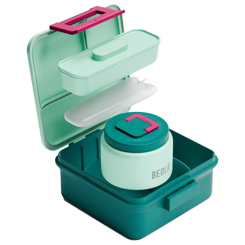 Beola - 5 Compartment Bento Lunch Box With Food Jar - Ever Blooming - 240 ml