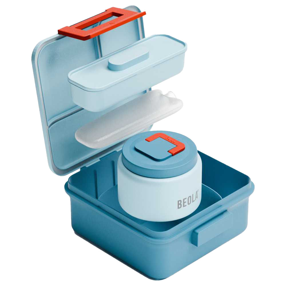 بيولا - صندوق غداء بينتو بخمسة أقسام مع برطمان طعام - سي فايبس - 240 مل