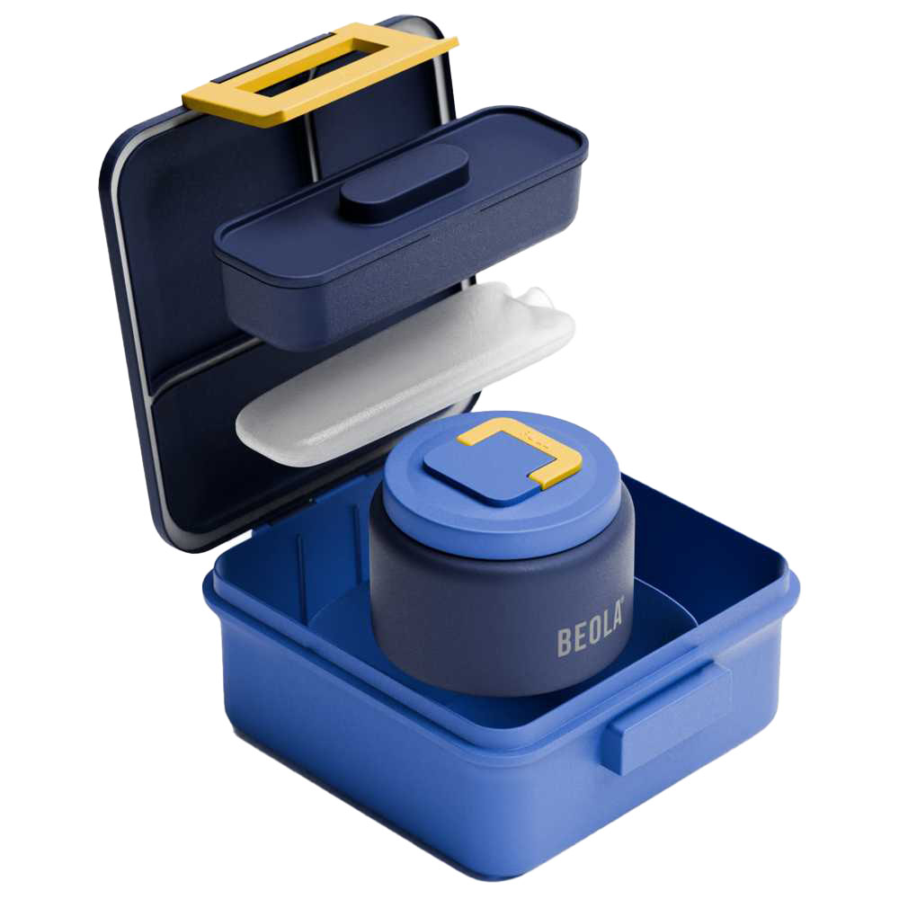 بيولا - صندوق غداء بينتو بخمسة أقسام مع وعاء طعام - بيكسل بلاي - 240 مل