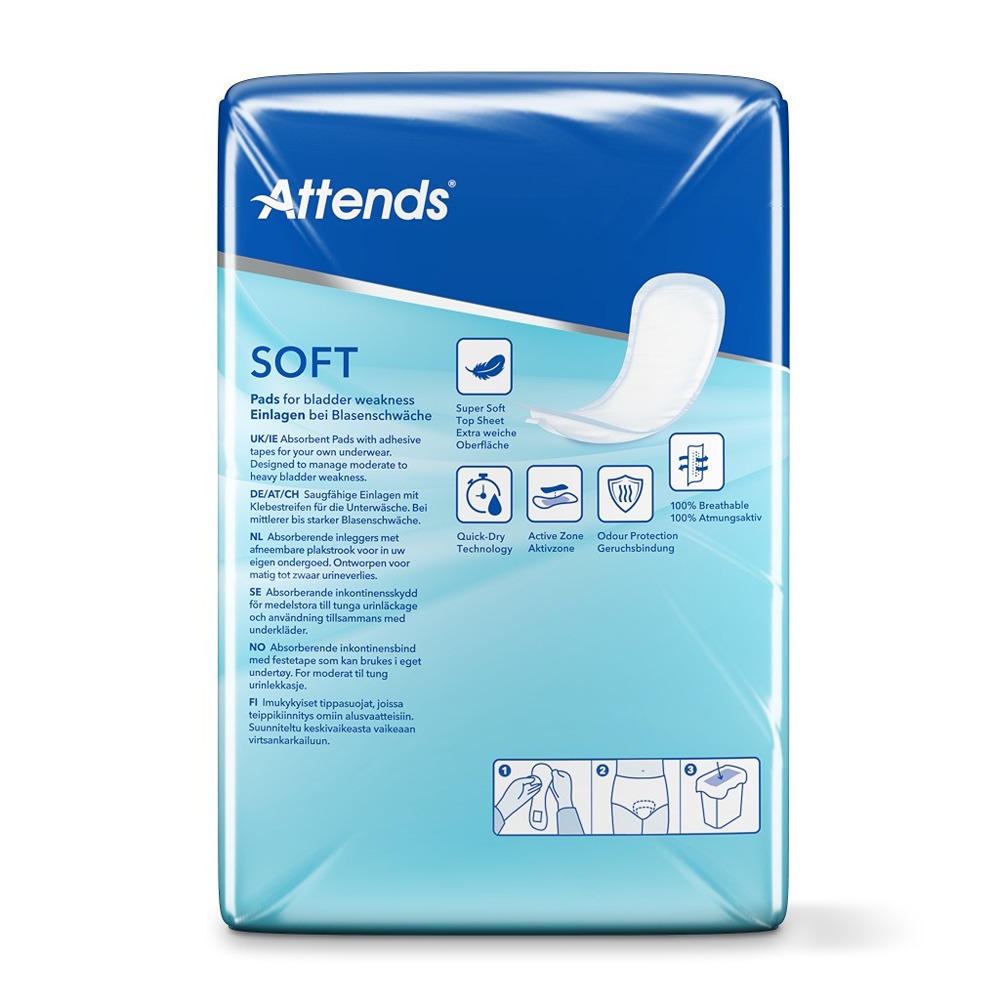 Attends - Soft 6 Dry And Discreet Absorbent Pads - 38 Pcs