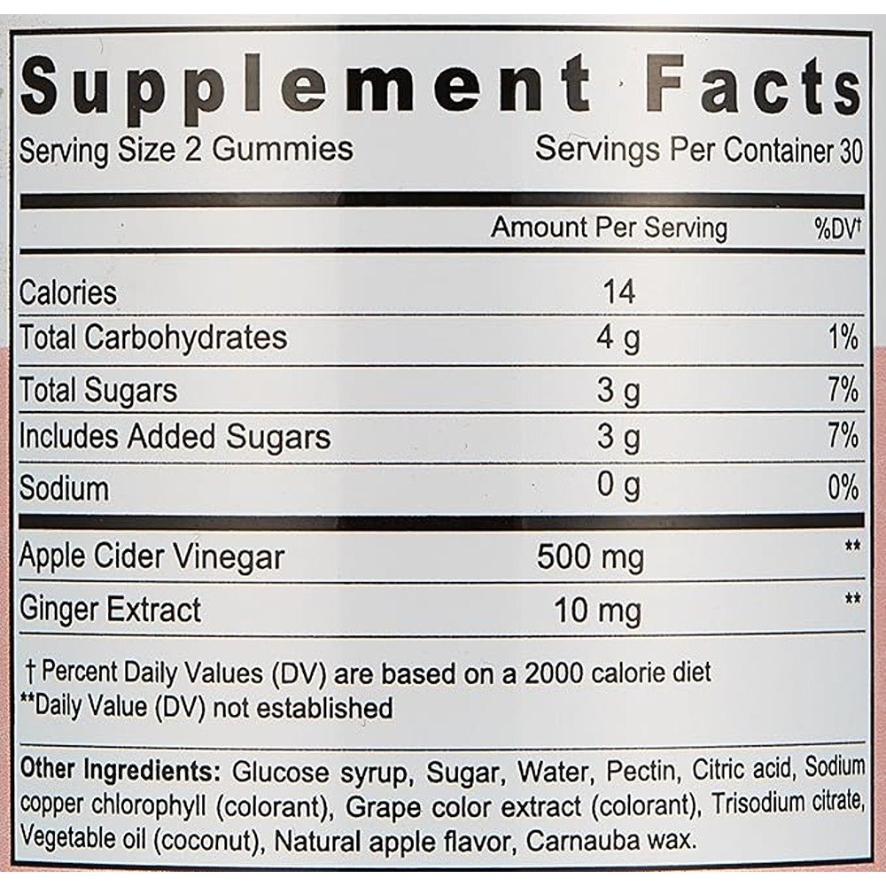 Sunshine Nutrition - Good Gummies Apple Cider Vinegar Dietary Supplement For Adults 60 Gummies
