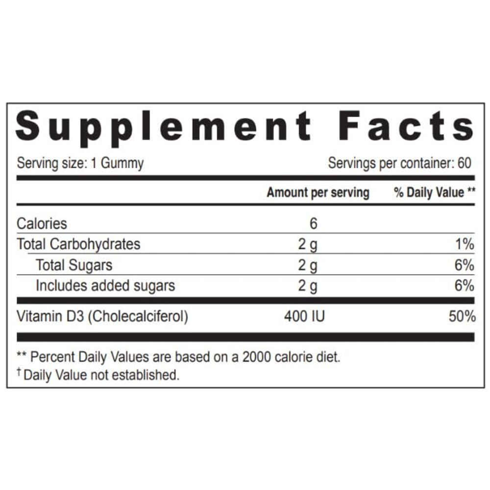 نورديك صن شاين - فيتامين د3 للأطفال - 60 حبة بشكل حلوى جيلاتينية - 400 وحدة دولية