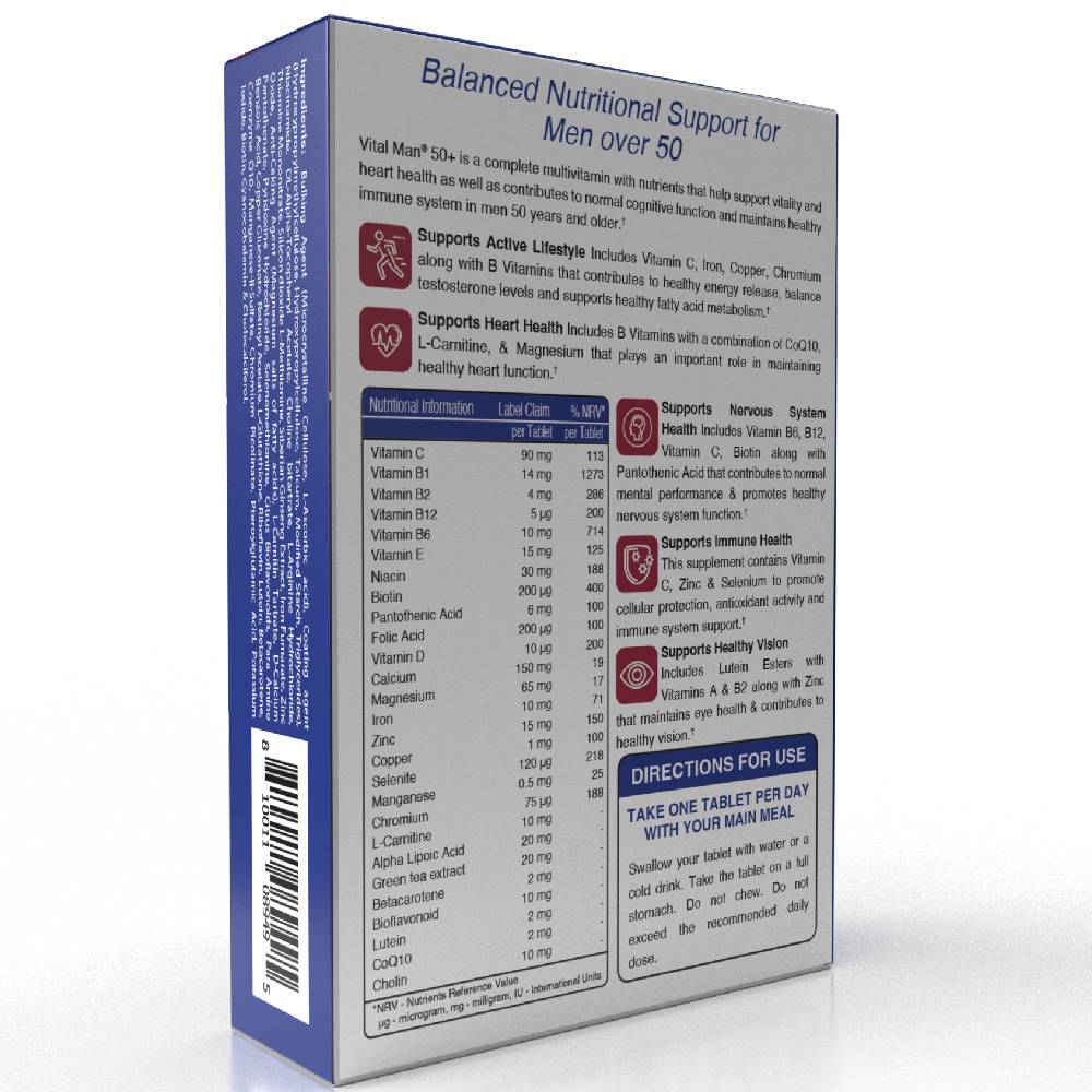 Vital Healthcare - Vital Man 50+ Multivitamin Dietary Supplement Tablets - 30's