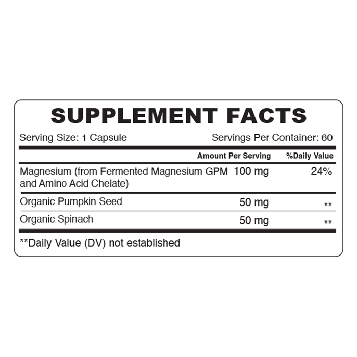 Organic Earth - Magnesium Capsules - Pumpkin Seed/Spinach - 60pcs