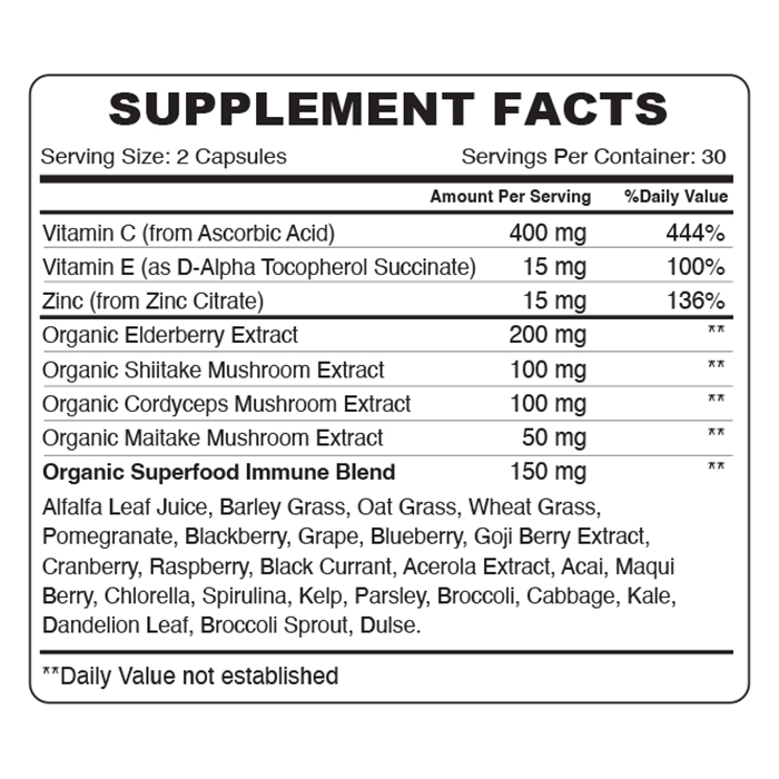 Organic Earth - Immune Guard Capsules - Elderberry - 60pcs