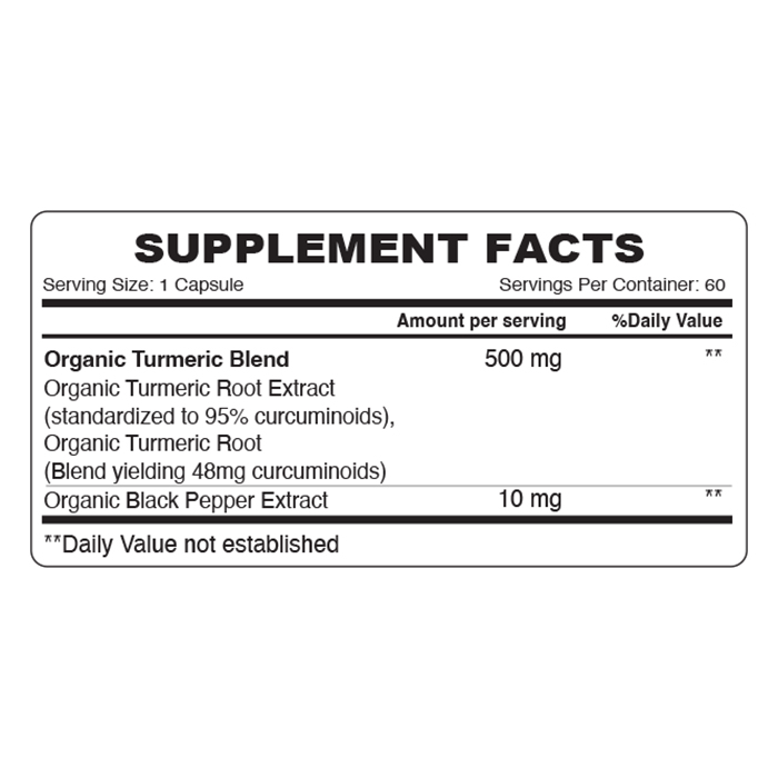 Organic Earth - Extra Strength Capsules - Turmeric/Black Pepper - 60pcs