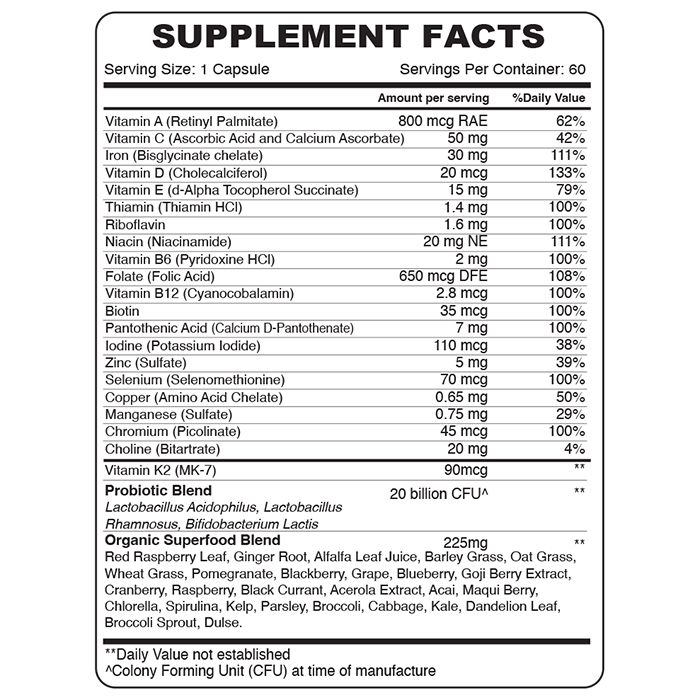 Organic Earth - Prenatal Multi Supports Optimal Nutrition Capsules - Ginger/Pomegranate - 60 pcs