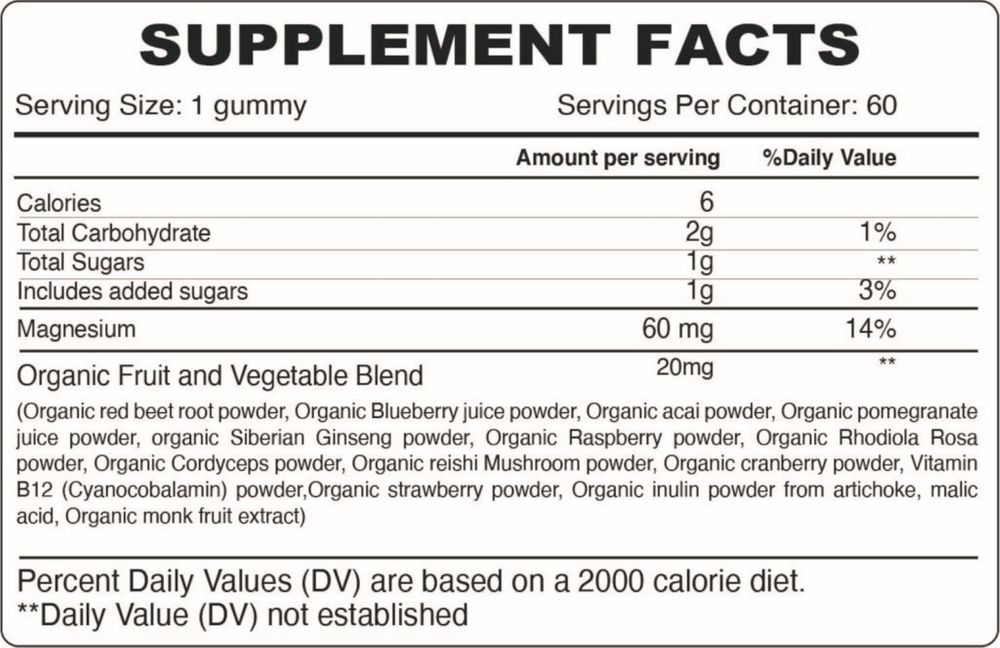 Organic Earth - Magnesium Adults Gummies - Natural Berry Flavour - Gluten Free - Vegan - 60 Gummies