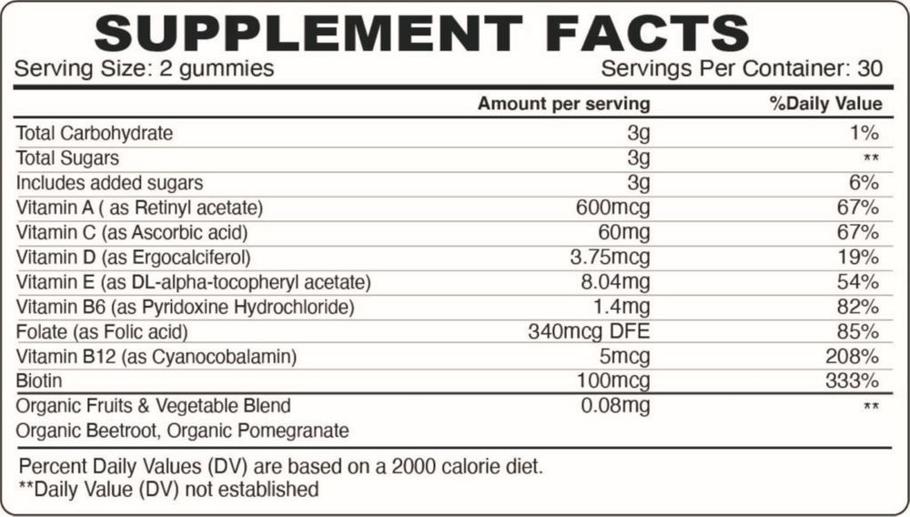 Organic Earth - Mutivitamin Adult Gummies - Natural Berry Flavour - Gluten Free - Vegan - 60 Gummies