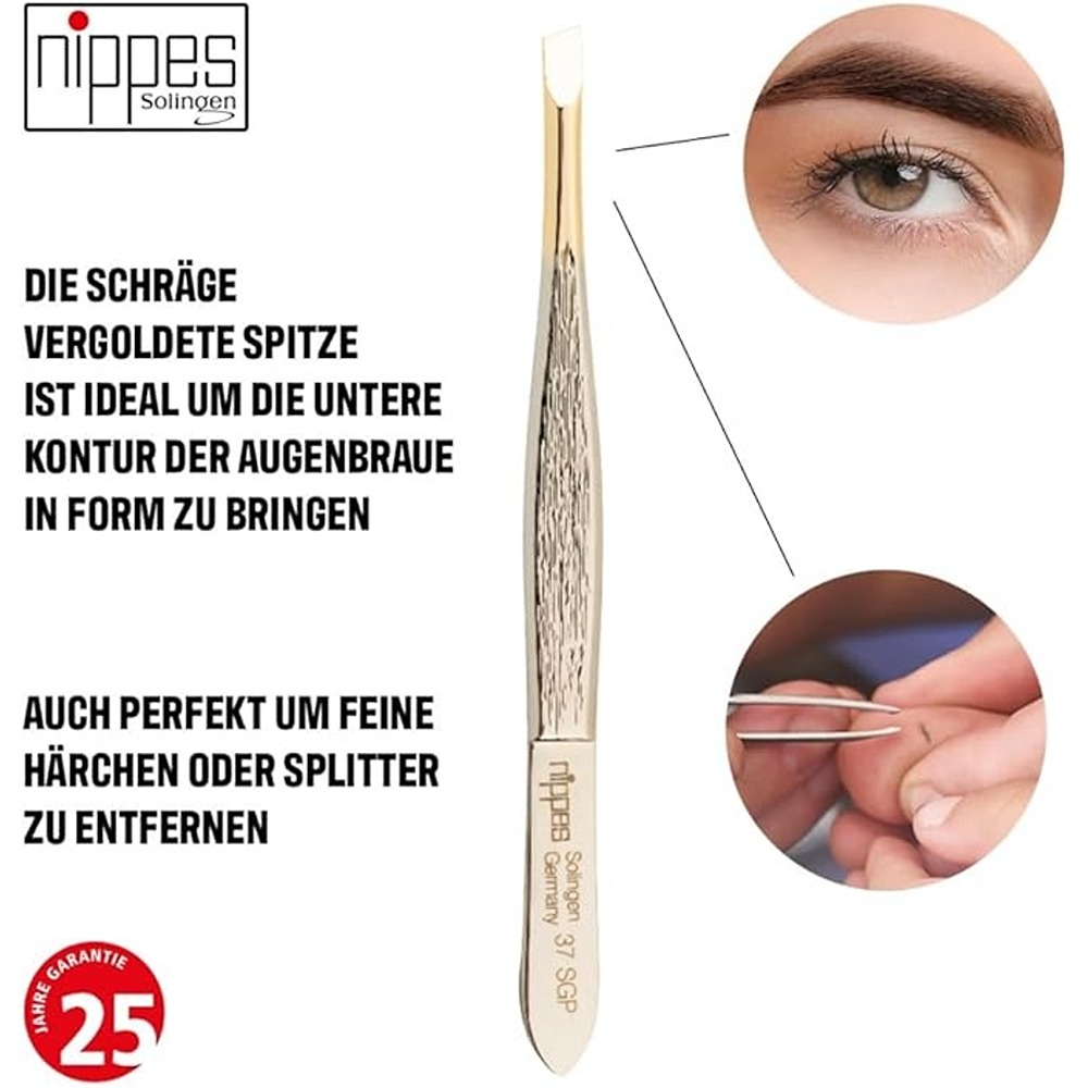 نيبس - ملقط بطرف ذهبي 37 لتشذيب الحواجب وإزالة الشعر الخفيف