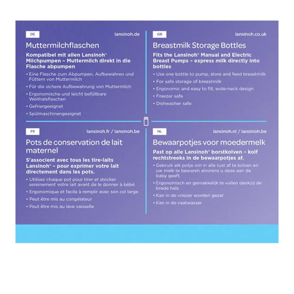 Lansinoh - Breastmilk Storage Bottles - 160ml - Pack of 4