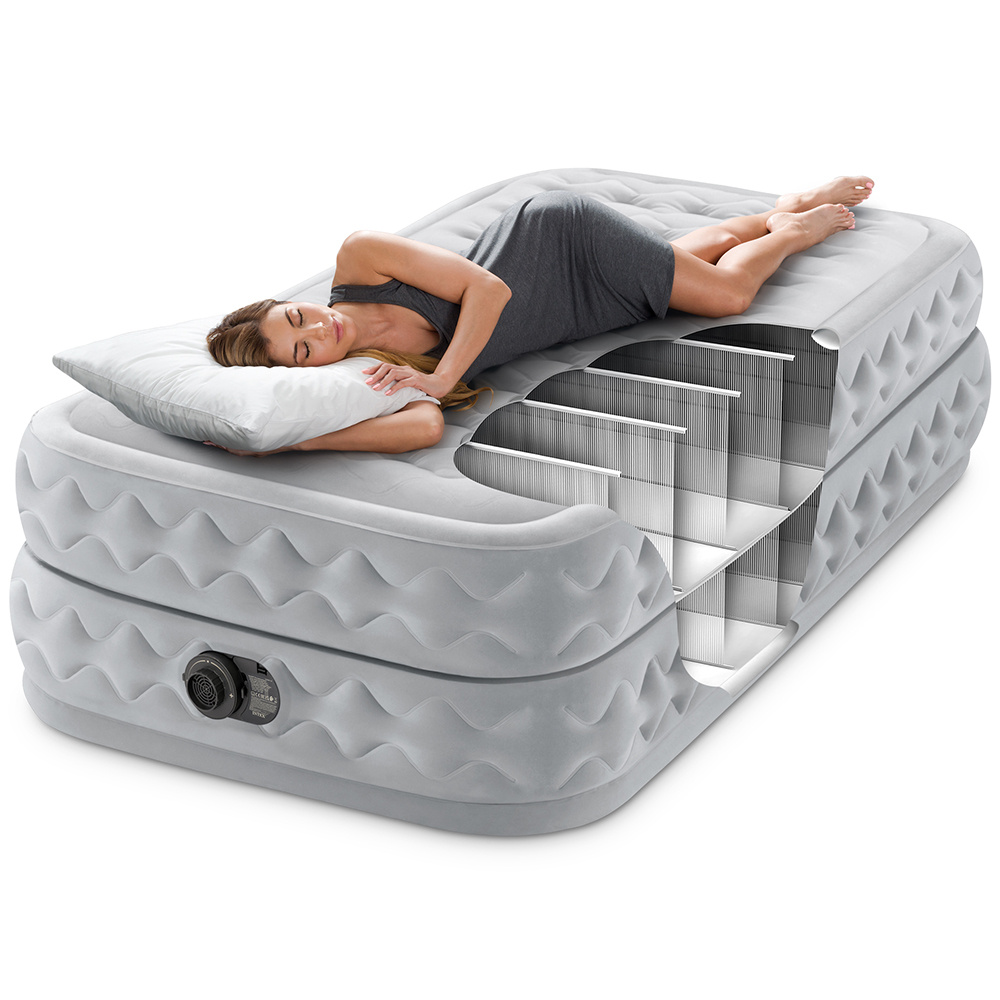 إنتيكس - سرير هوائي توين سوبريم إير فلو - رمادي