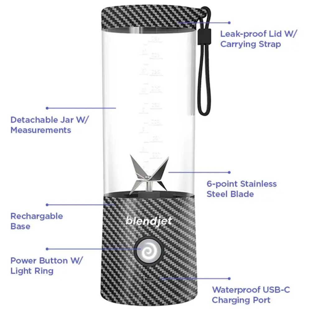 بليند جيت - خلاط محمول في2 - طباعة ألياف الكربون - 475 مل