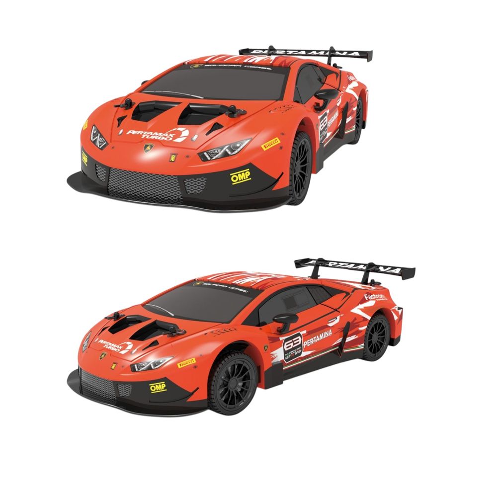 آر دبليو - سيارة لامبورجيني هوراكان GT3 مرخصة للتحكم عن بعد بمقياس 1/16 - 2.4 جيجاهرتز - حمراء
