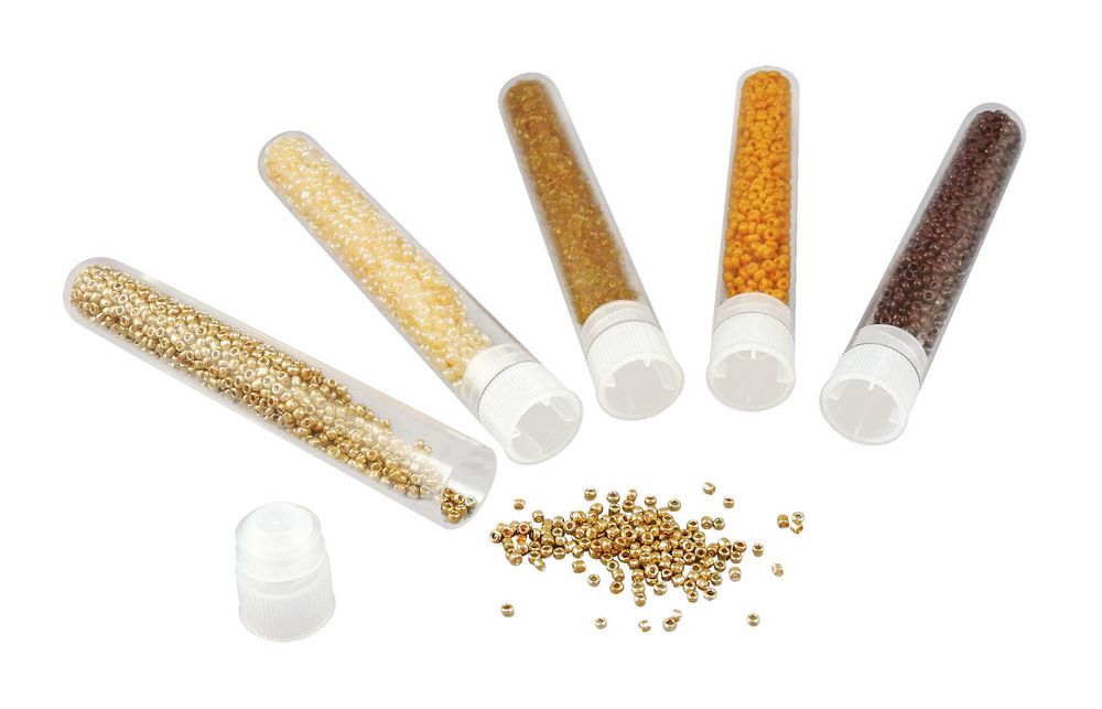 بوكي فرانس - أنابيب خرز - 5 قطع - ذهبي/بني - 15 جم