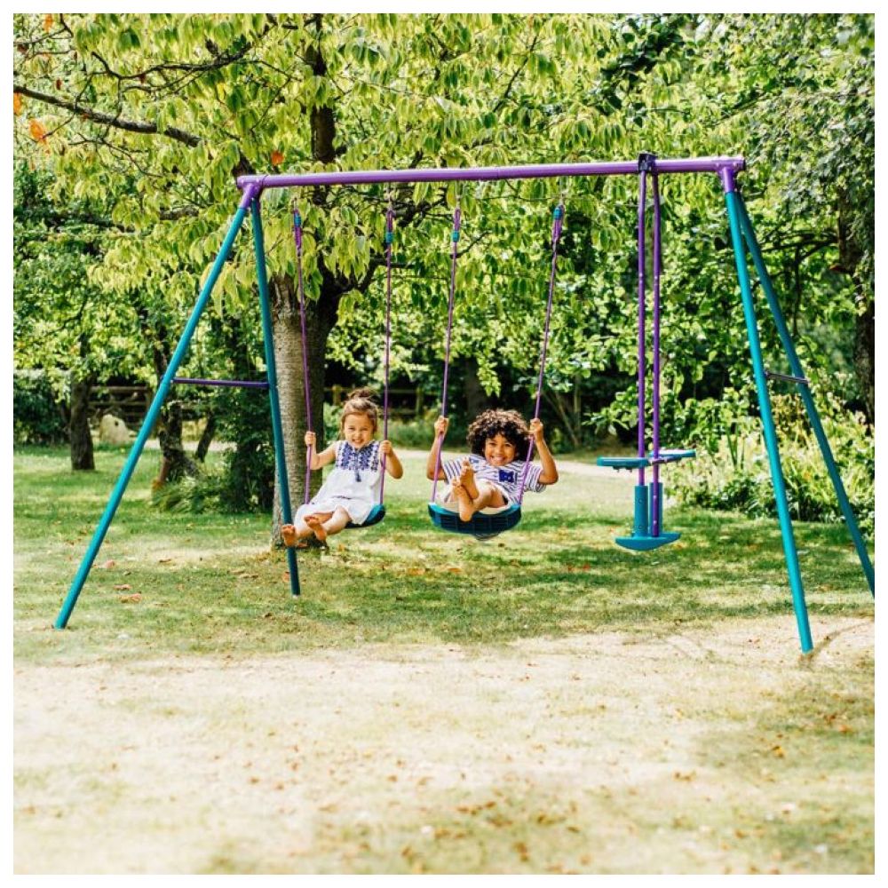 Plum - Jupiter Double Swing And Glider Set - Purple/Teal