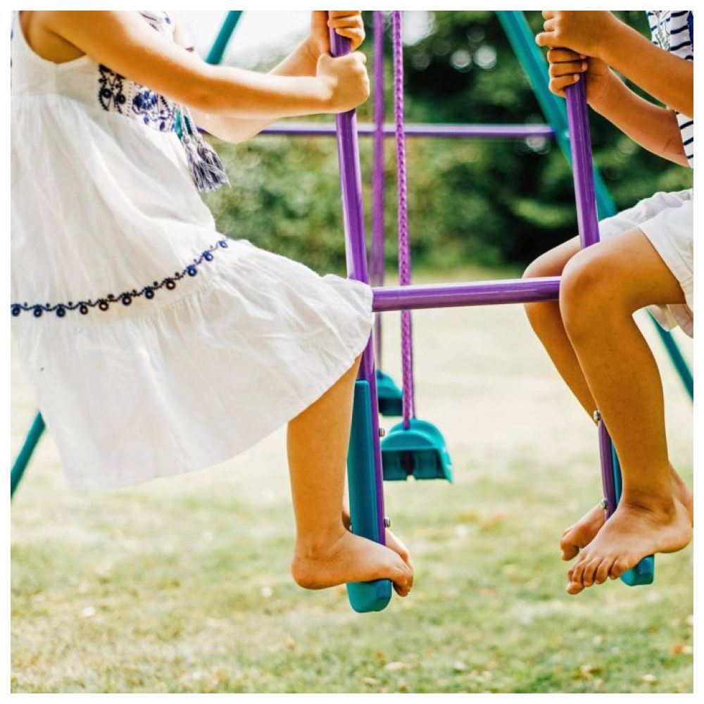 Plum - Jupiter Double Swing And Glider Set - Purple/Teal