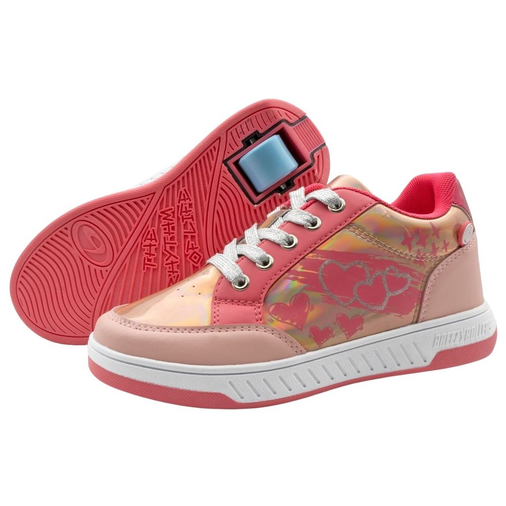 بريزي رولرز - حذاء بعجلات للأطفال - قلوب - زهري