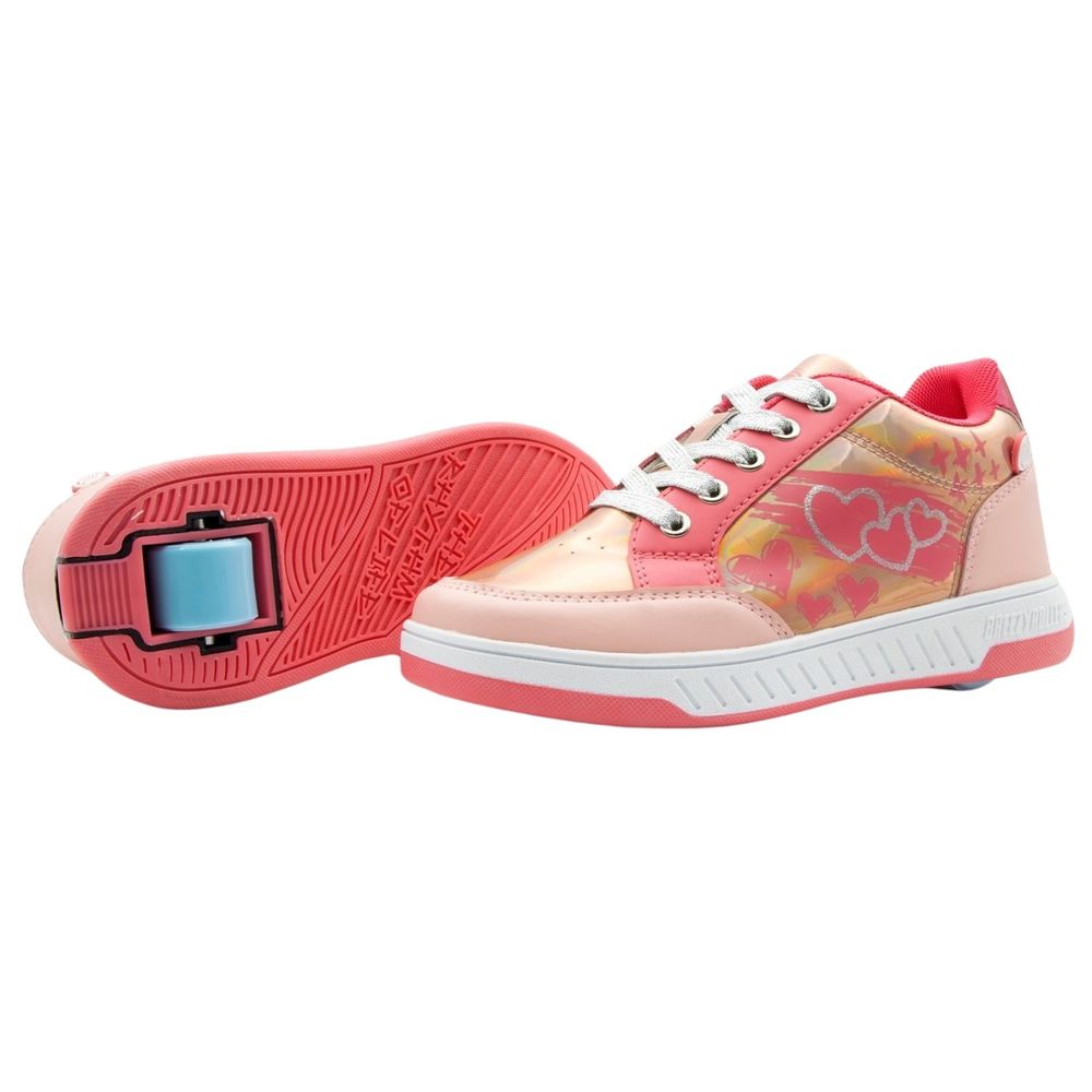بريزي رولرز - حذاء بعجلات للأطفال - قلوب - زهري