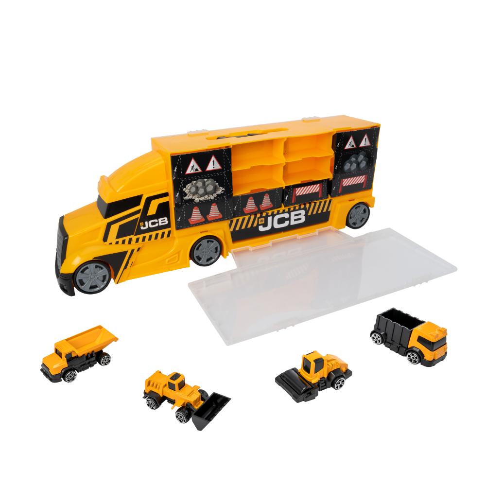 Teamsterz - Jcb Medium Construction Transporter With 4 Die-cast Construction Playset Truck