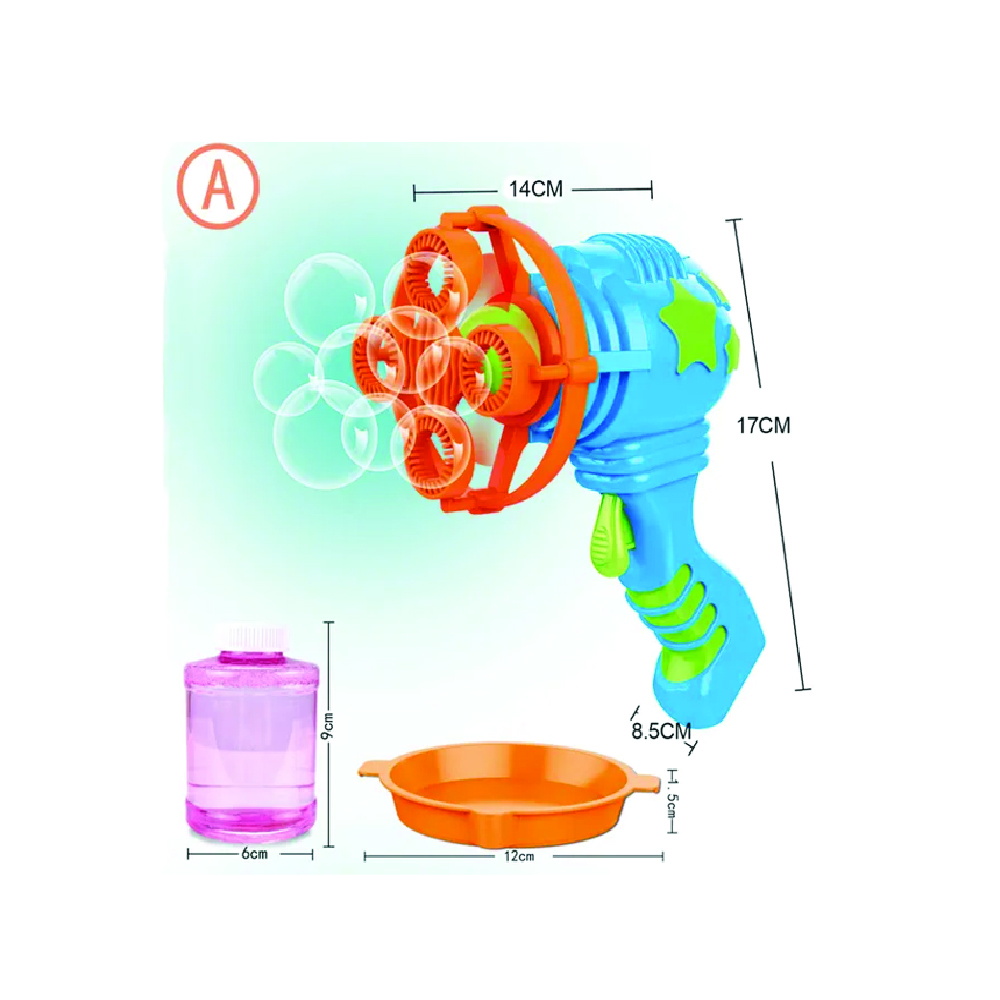 Sam Toys - Storm Bubble Gun  – Semi-auto Blowing Bubble Maker With Tray & Bubble Liquid Toy - For Boys And Girls