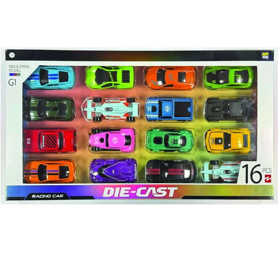 SAM Toys - 1/64 Die Cast Car Playset - 16 Pcs