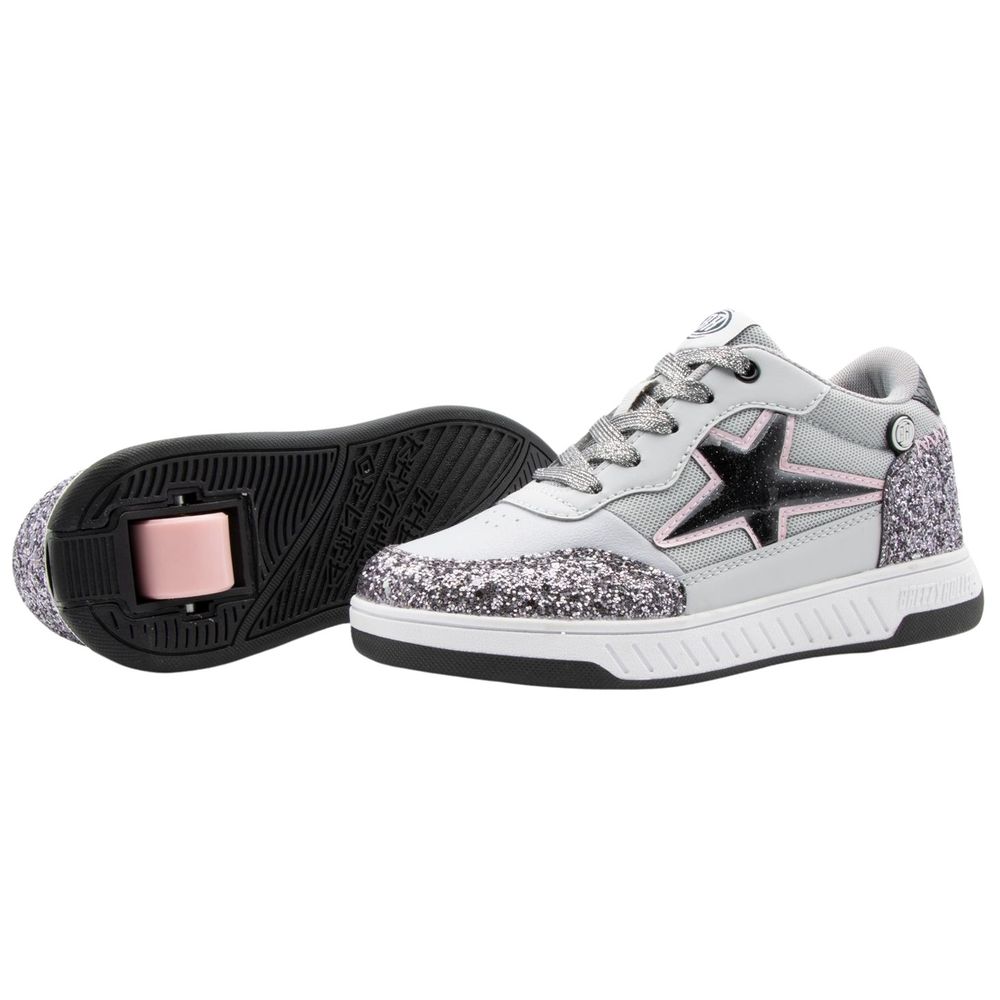 بريزي رولرز - حذاء بعجلات للأطفال - براق - فضي