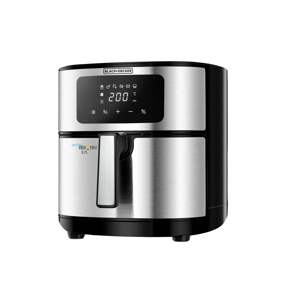 بلاك+ديكر - قلاية هوائية 6 في 1 - أسود/فضي - 7.2 لتر 