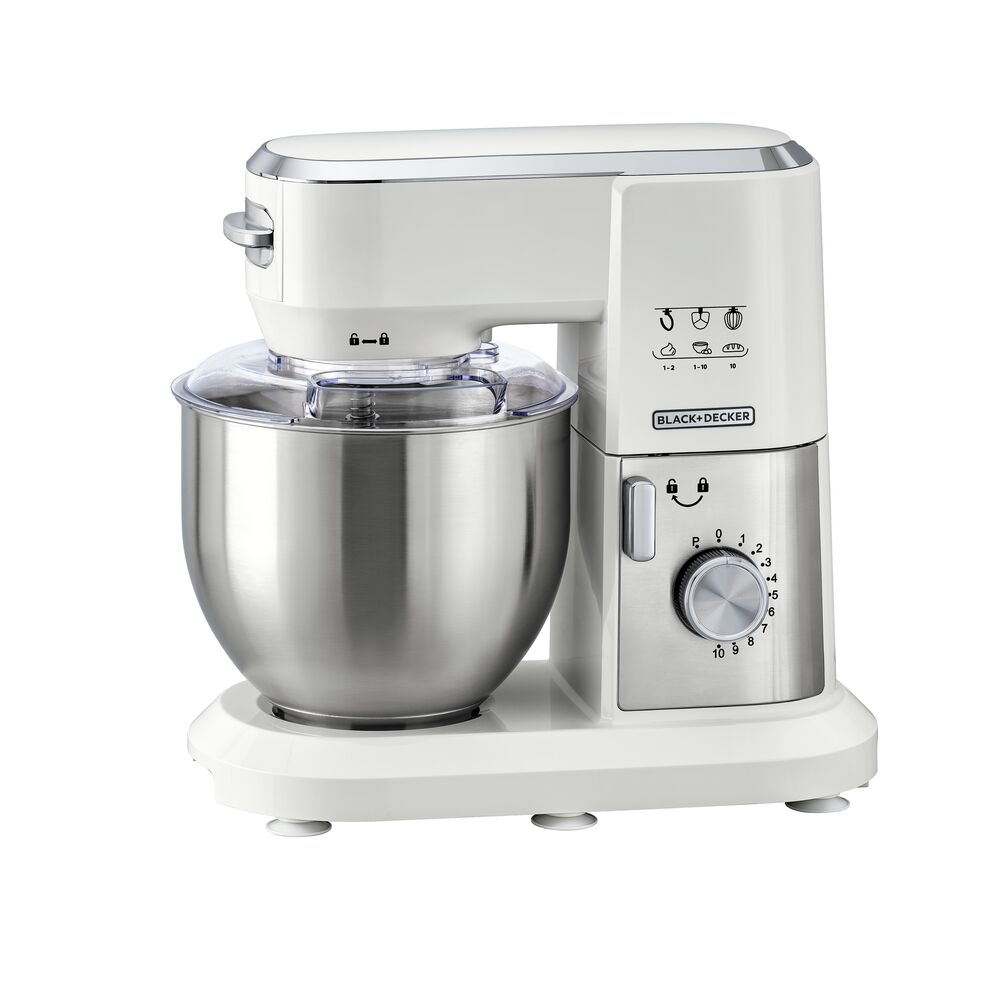 Black+Decker - Multifunction Stand Mixer Kitchen Machine - White - 1000 W