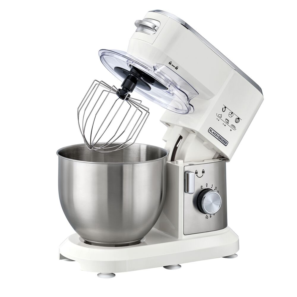 Black+Decker - Multifunction Stand Mixer Kitchen Machine - White - 1000 W