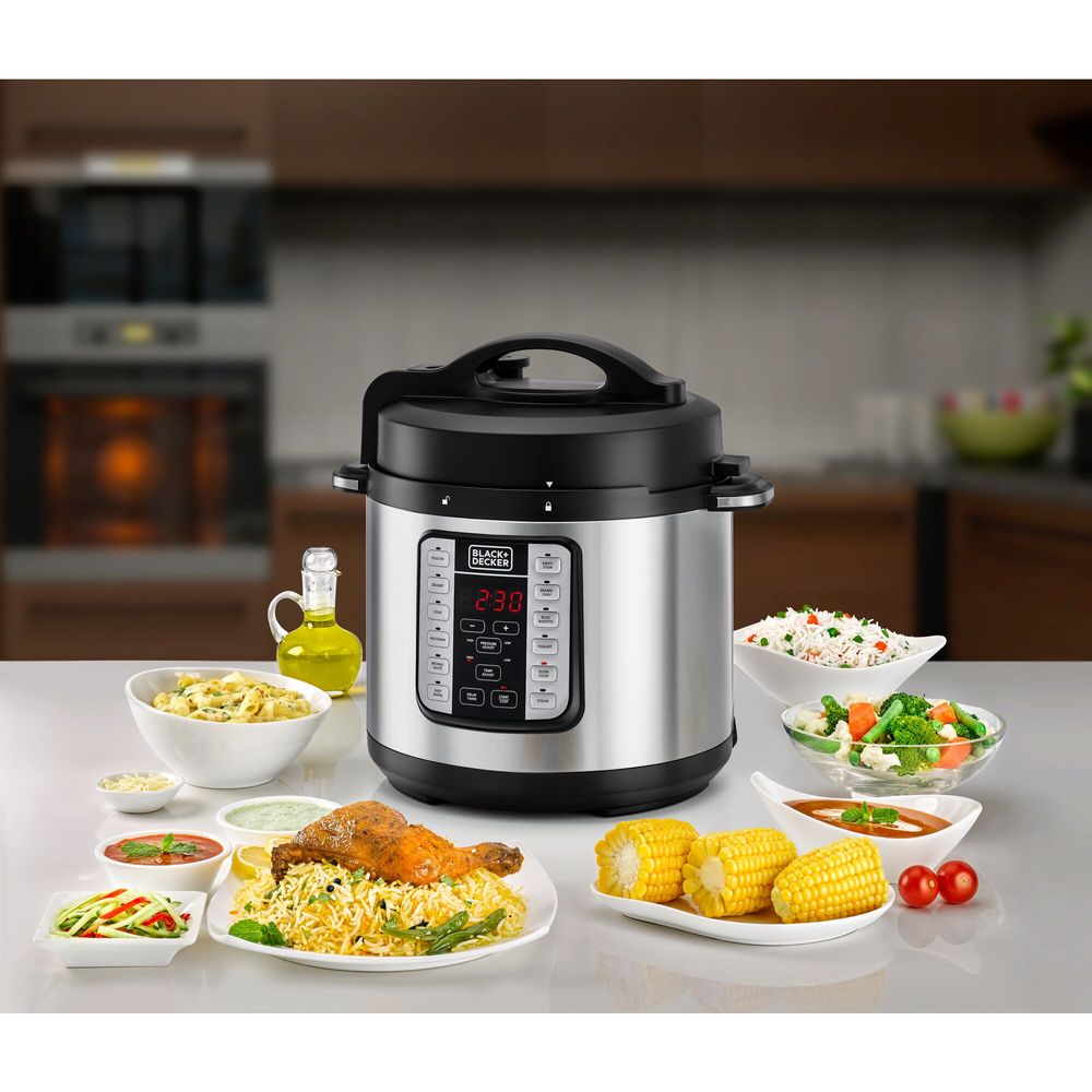 Black+Decker - EZ Smart Steam Pot Electric Multi-Cooker - Silver/Black - 1000 W