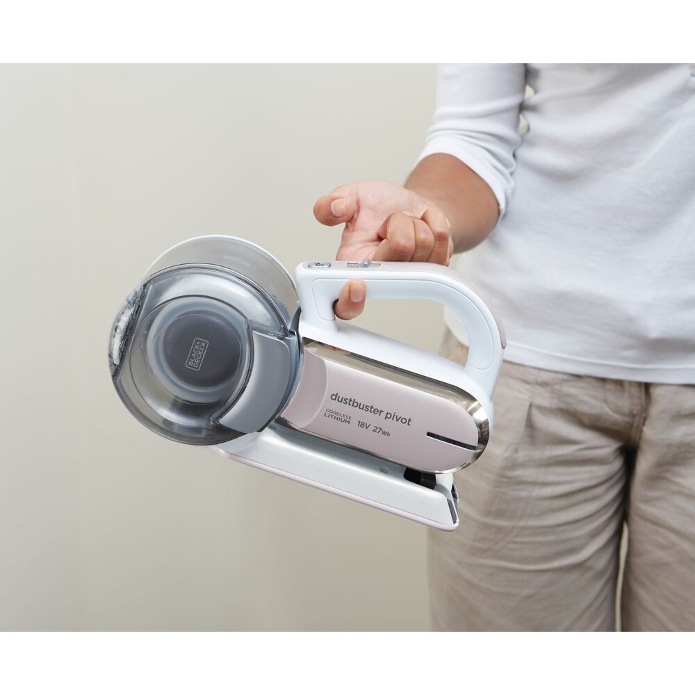 بلاك+ديكر - مكنسة كهربائية محمولة بدون سلك داست باستر بيفوت - فضي/ذهبي زهري