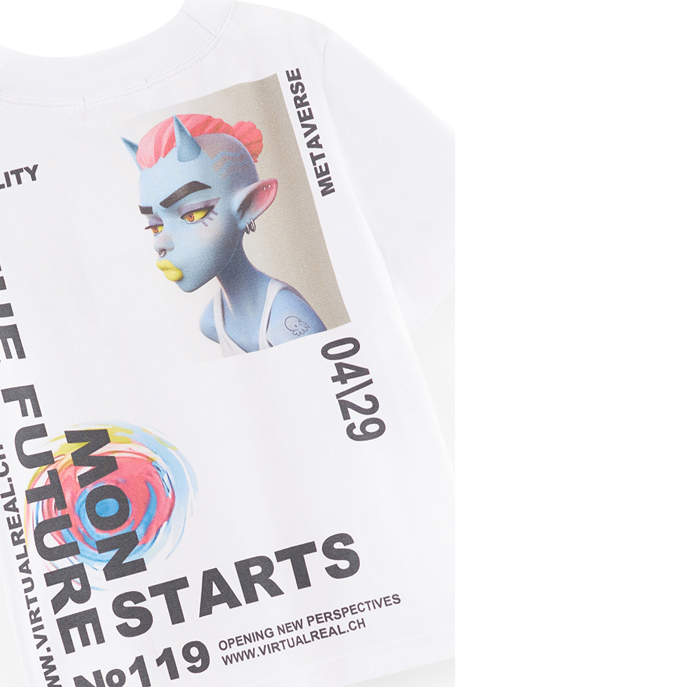 بيل بيمبو - تيشيرت بناتي بظهر مطبوع - أبيض