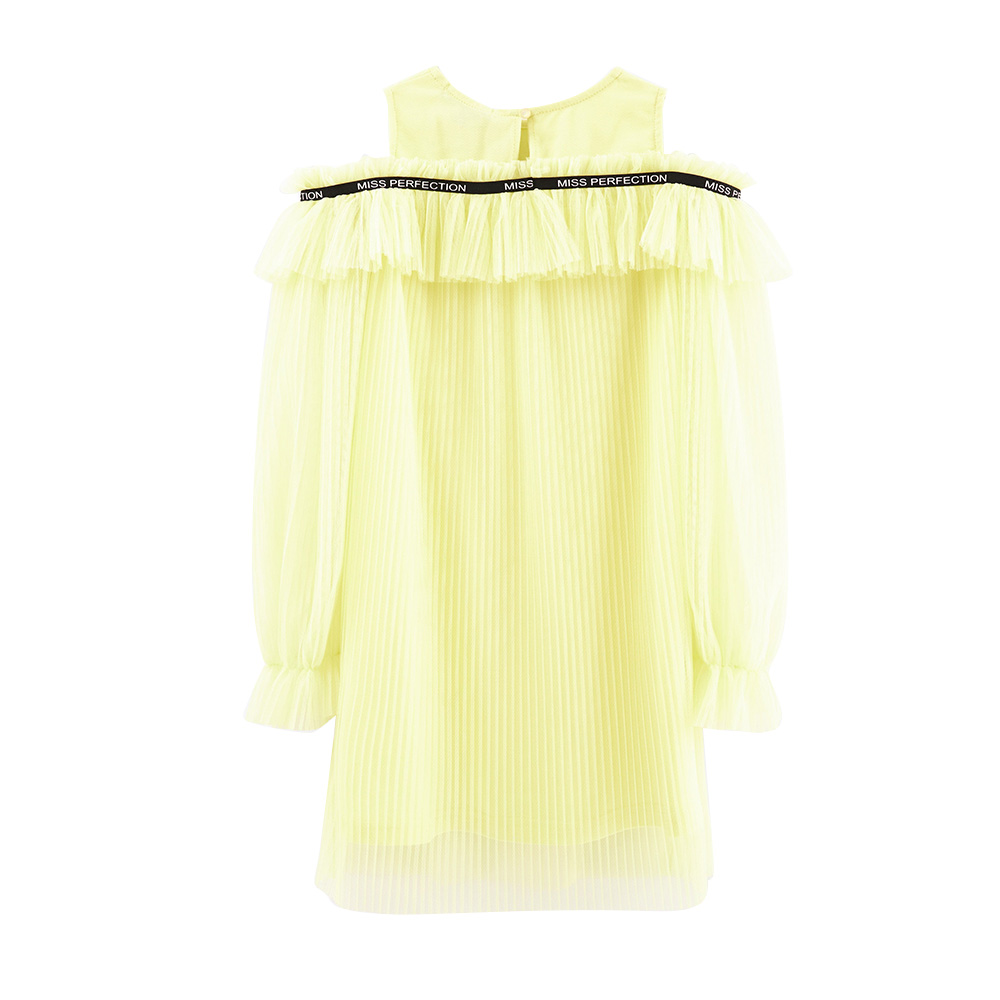 بيل بيمبو - فستان مناسبات بناتي بكتف مفتوح - أصفر