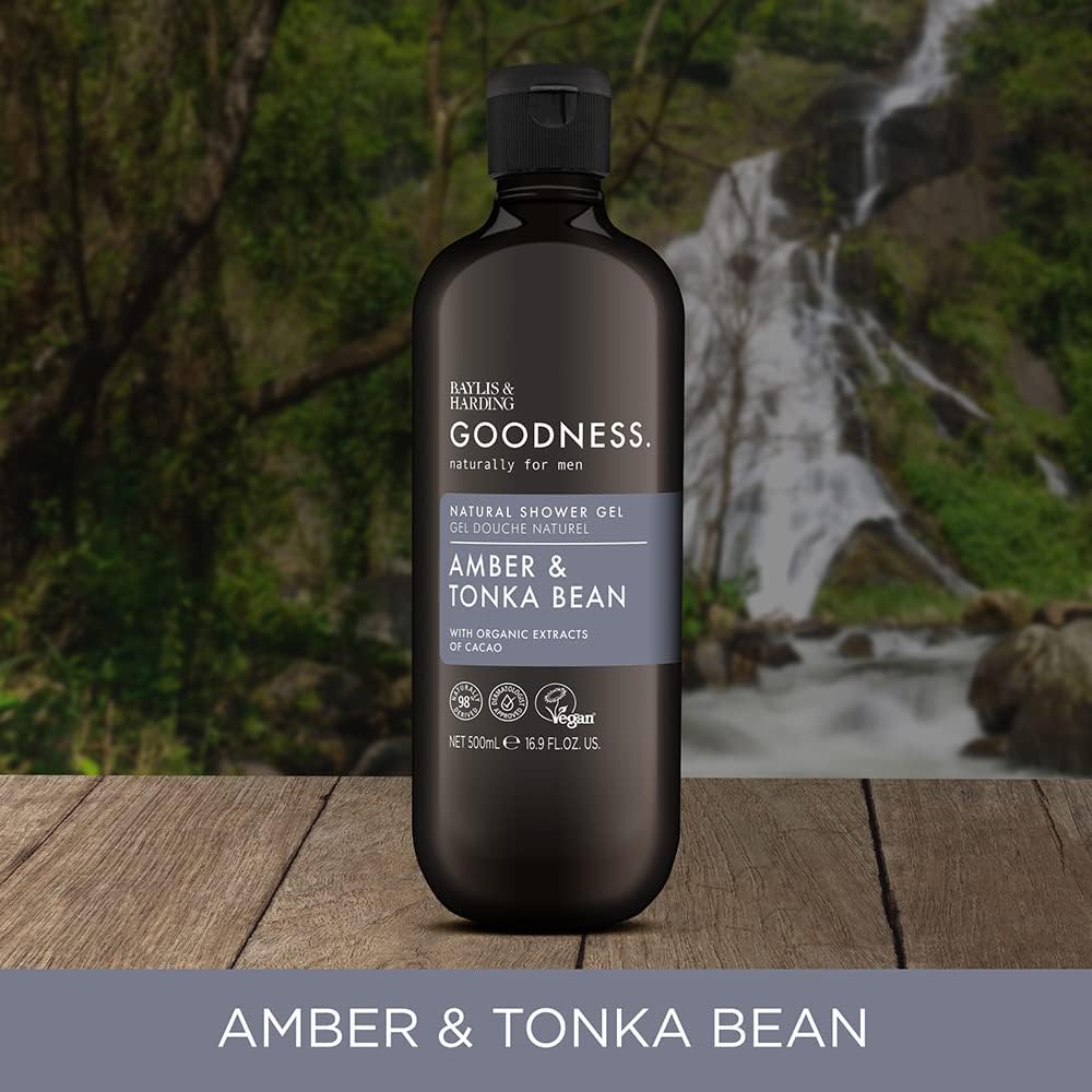 بايليس آند هاردينغ – جل استحمام طبيعي للرجال – العنبر وحبوب التونكا – 500 مل