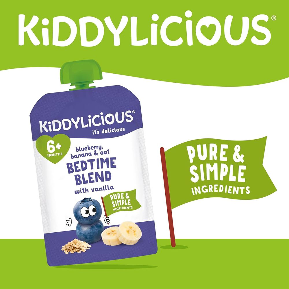 Kiddylicious Blueberry Banana & Oat Bedtime Blend Pouch Baby Food - 100 gm