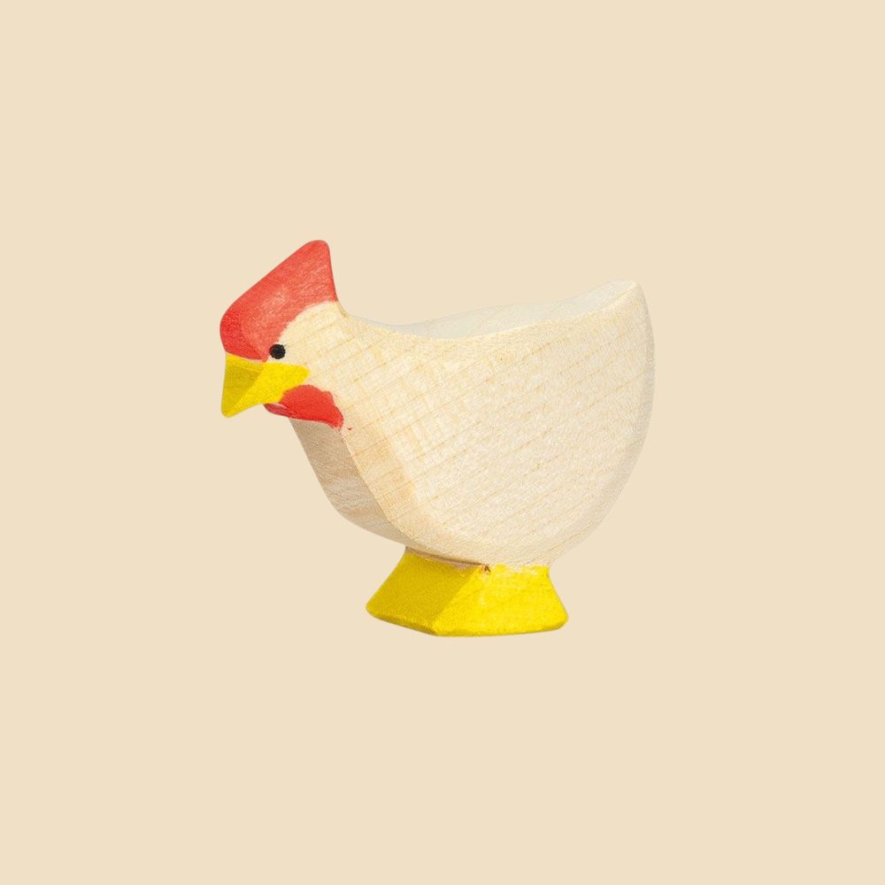 أوستهايمر - لعبة خشبية - دجاجة واقفة - أبيض - 4 سم