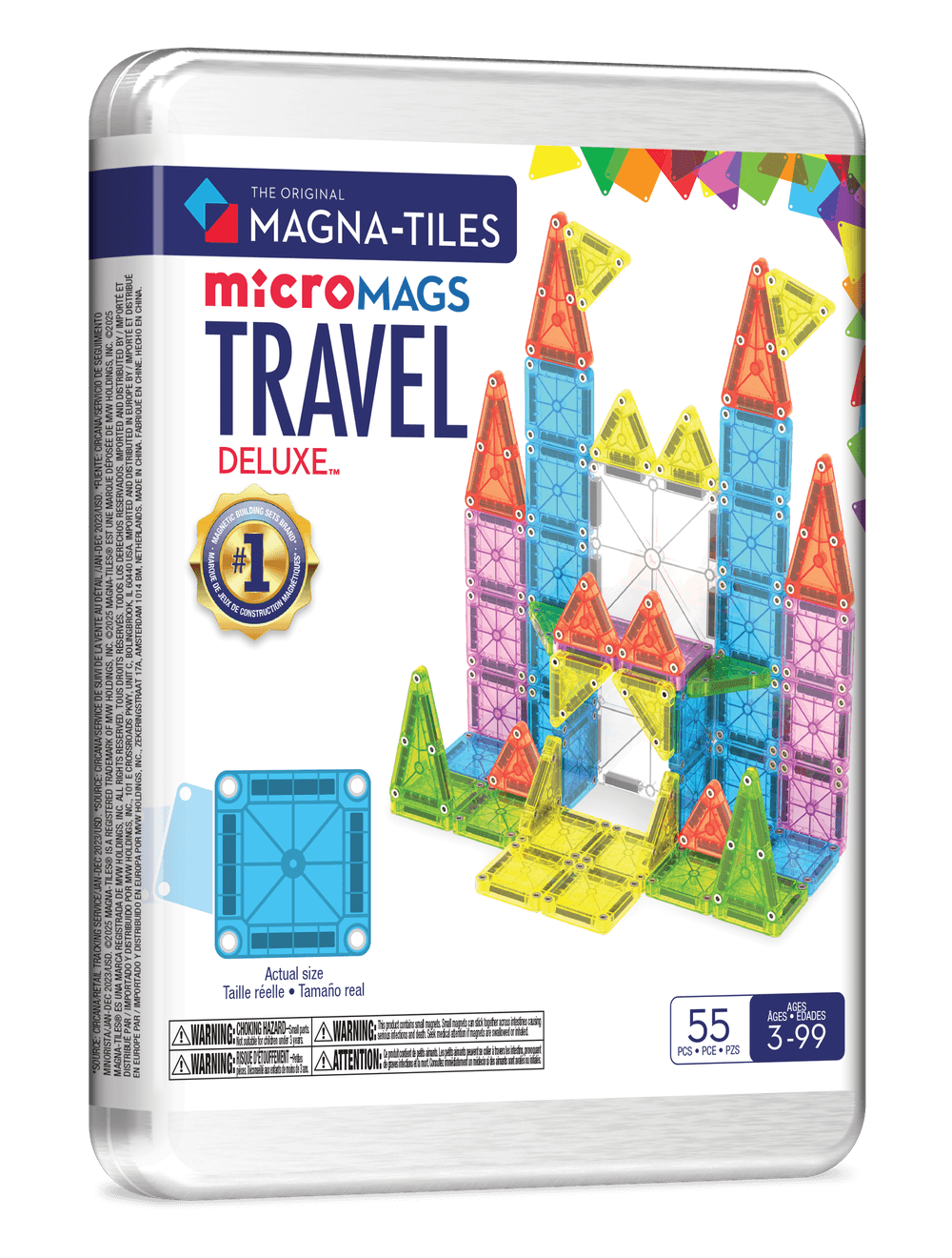 Magna-Tiles - Micromags Travel Set Deluxe - Magnetic Construction Set - 55pcs
