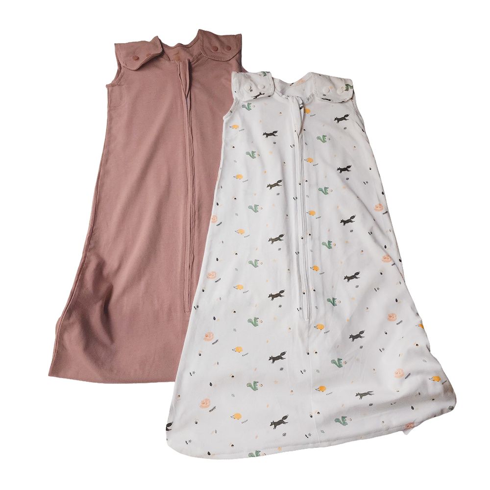 ملابس تيكل تيكل العضوية - طقم من قطعتين - أكياس نوم قطنية عضوية للأطفال - أغصان/غروب الشمس