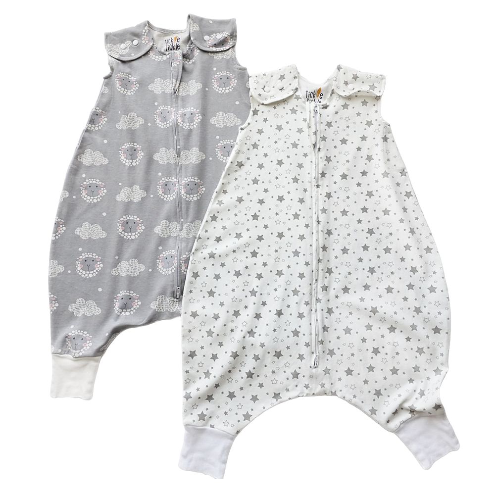 Tickle Tickle Organic Clothing - 2pc-Set - Cotton Sleeping Bag With Feet - Galaxy/Happy Flock