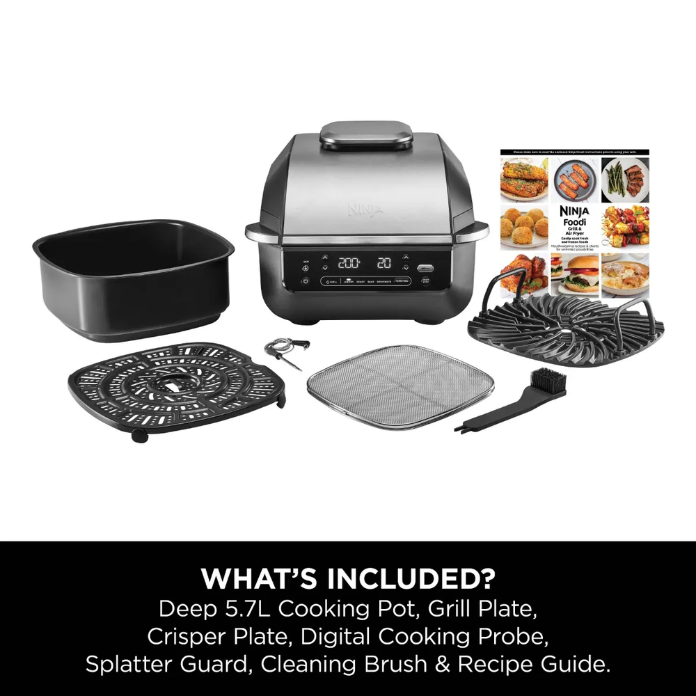 Ninja - 5-in-1 Indoor Grill And Air Fryer 5.7L - Black/Silver