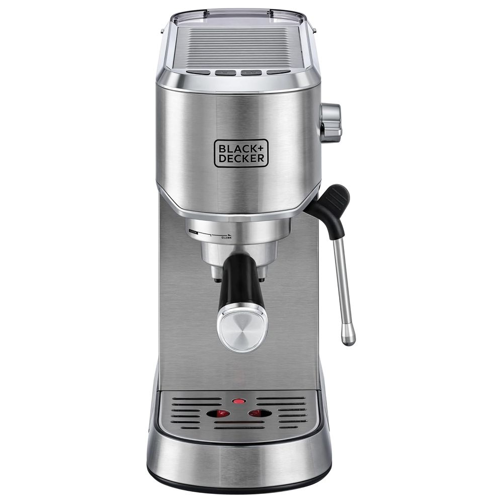 بلاك آند ديكر - ماكينة قهوة إسبريسو احترافية بضغط 15 بار - فضي وأسود - 1450 واط